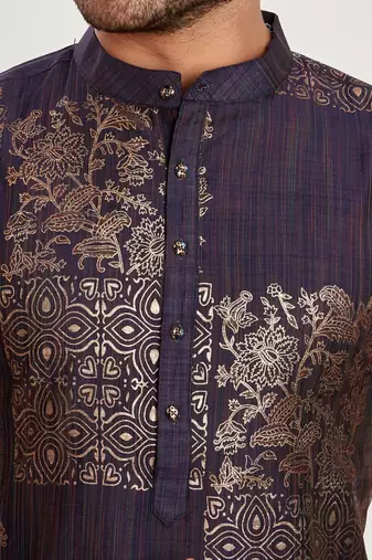 Purple hand block kurtra viscos traditional kurta payjama etnic wear / festive wear