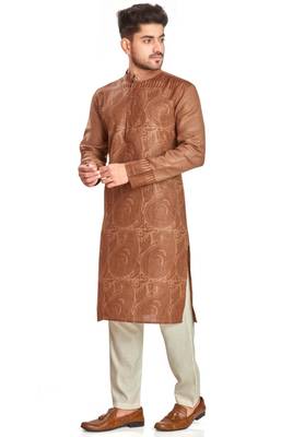 Brown hand block print  viscos traditional kurta payjama etnic wear / festive wear 3