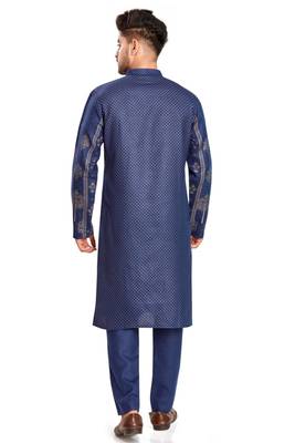 Navy blue hand block golden foil print kurta viscos traditional kurta payjama etnic wear / festive wear 2