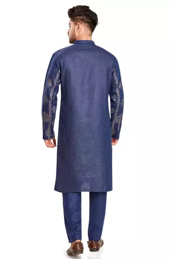 Navy blue hand block golden foil print kurta viscos traditional kurta payjama etnic wear / festive wear