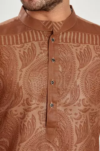 Brown hand block print  viscos traditional kurta payjama etnic wear / festive wear