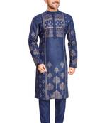 Navy blue hand block golden foil print kurta viscos traditional kurta payjama etnic wear / festive wear