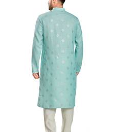 Blue hand block silver foil printed viscos kurta payjama ethnic wear / festive wear