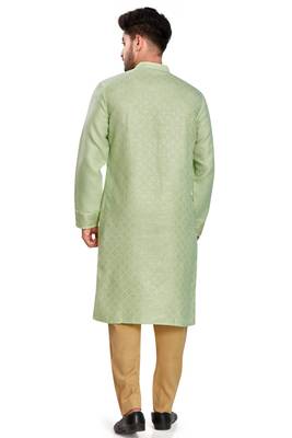 Green hand block silver foil printed viscos kurta payjama etnic wear / festive wear 2