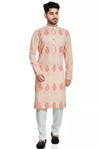 Baby pink hand block printed kurta viscos kurta payjama etnic wear / festive wear