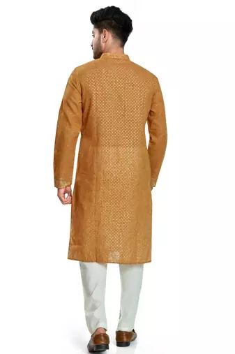 Brown hand block silver foil kurta viscos kurta payjama etnic wear / festive wear