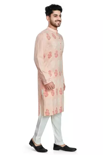 Baby pink hand block printed kurta viscos kurta payjama etnic wear / festive wear