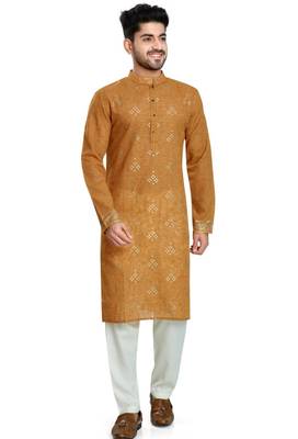 Brown hand block silver foil kurta viscos kurta payjama etnic wear / festive wear 1