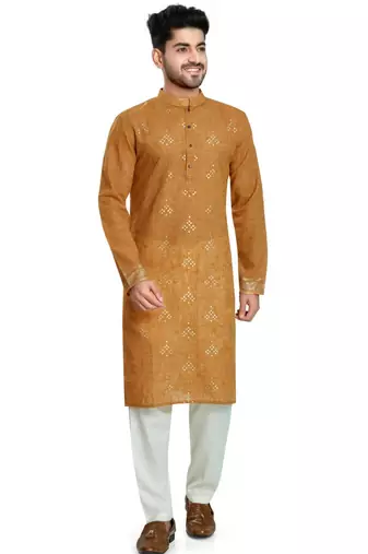 Brown hand block silver foil kurta viscos kurta payjama etnic wear / festive wear