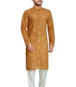 Brown hand block silver foil kurta viscos kurta payjama etnic wear / festive wear