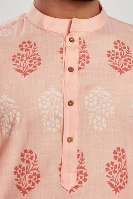Baby pink hand block printed kurta viscos kurta payjama etnic wear / festive wear 5
