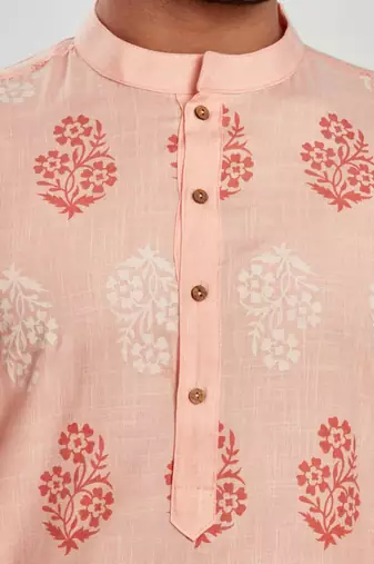 Baby pink hand block printed kurta viscos kurta payjama etnic wear / festive wear