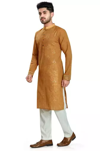 Brown hand block silver foil kurta viscos kurta payjama etnic wear / festive wear