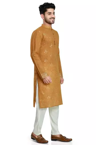 Brown hand block silver foil kurta viscos kurta payjama etnic wear / festive wear