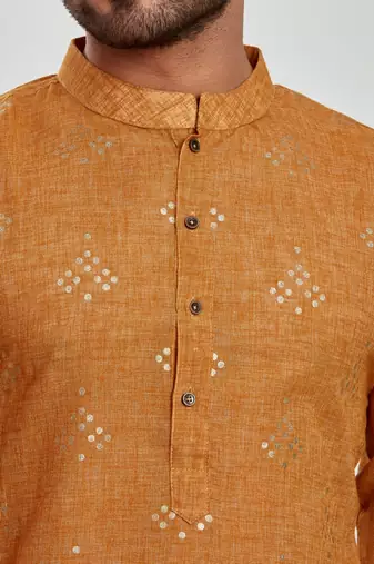 Brown hand block silver foil kurta viscos kurta payjama etnic wear / festive wear