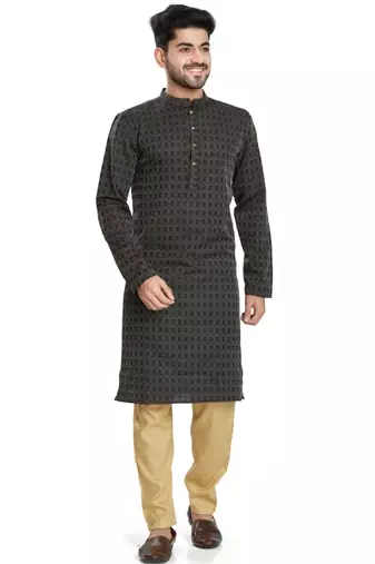 Black jacquard kurta payjama etnic wear / festive wear