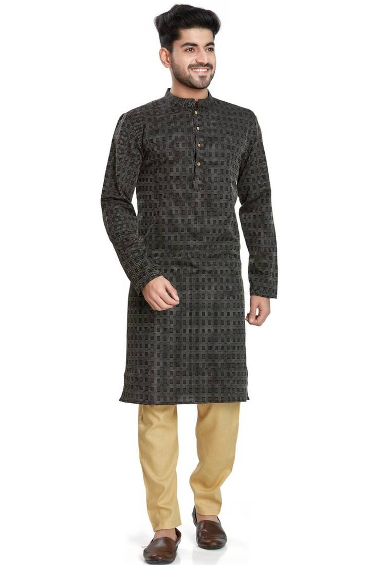 Black jacquard kurta payjama etnic wear / festive wear