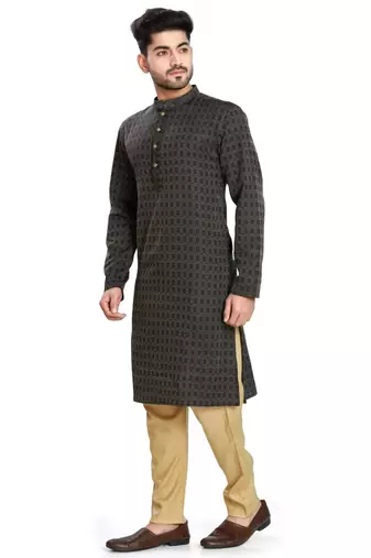 Black jacquard kurta payjama etnic wear / festive wear