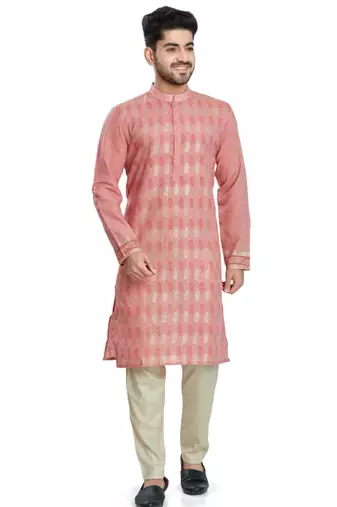 Pink hand block foil printed kurta viscos kurta payjama etnic wear / festive wear