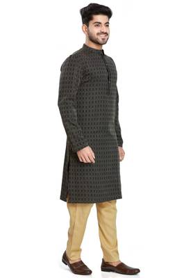 Black jacquard kurta payjama etnic wear / festive wear 4