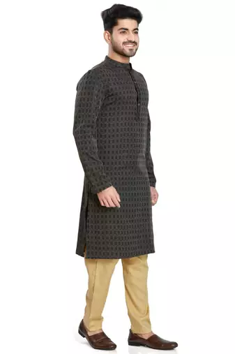 Black jacquard kurta payjama etnic wear / festive wear