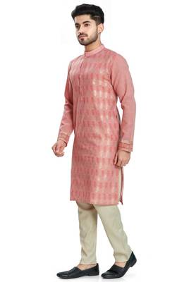 Pink hand block foil printed kurta viscos kurta payjama etnic wear / festive wear 3