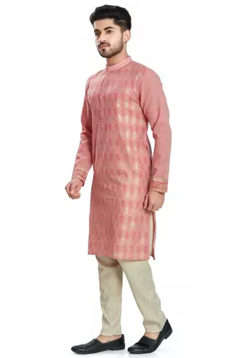 Pink hand block foil printed kurta viscos kurta payjama etnic wear / festive wear
