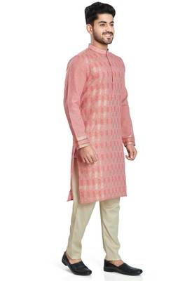 Pink hand block foil printed kurta viscos kurta payjama etnic wear / festive wear 4