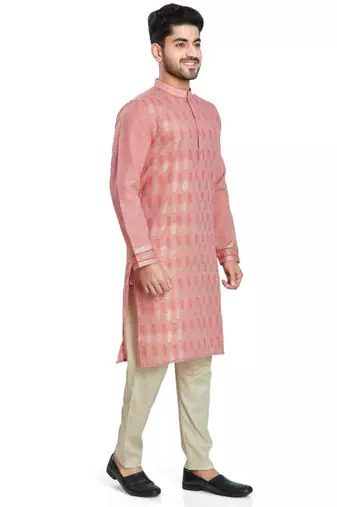 Pink hand block foil printed kurta viscos kurta payjama etnic wear / festive wear