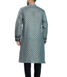 Grey hand block printed viscos kurta payjama ethnic wear / festive wear