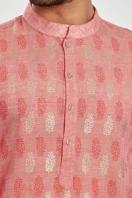 Pink hand block foil printed kurta viscos kurta payjama etnic wear / festive wear 5
