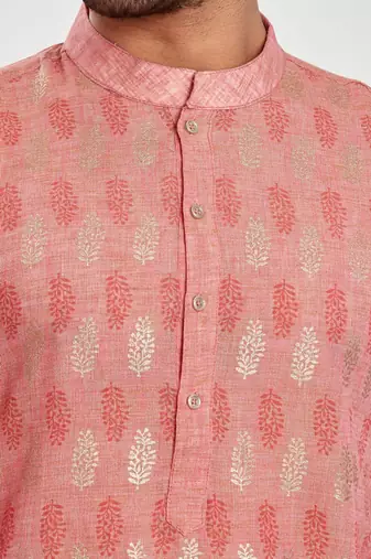 Pink hand block foil printed kurta viscos kurta payjama etnic wear / festive wear