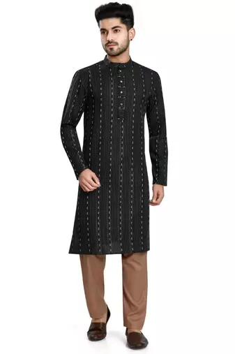 Black jacquard kurta payjama etnic wear / festive wear