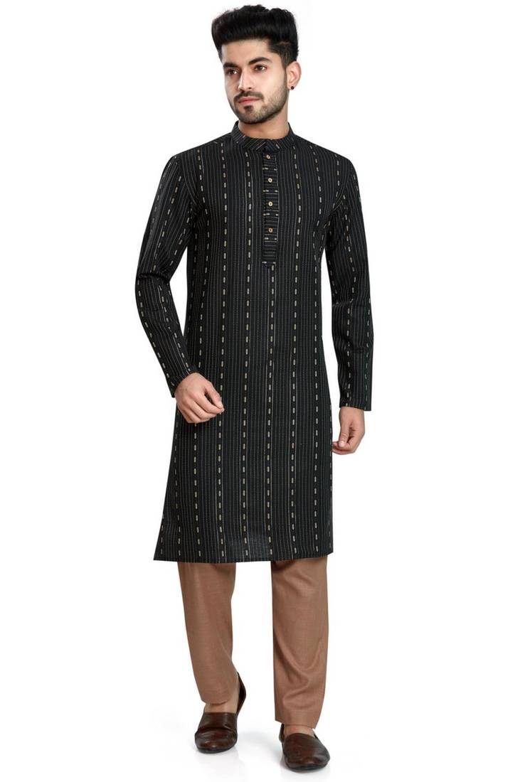 Black jacquard kurta payjama etnic wear / festive wear