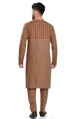 Brown hand block printed kurta viscos kurta payjama etnic wear / festive wear 2