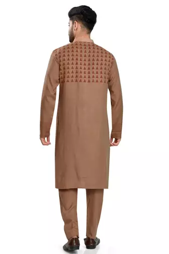 Brown hand block printed kurta viscos kurta payjama etnic wear / festive wear