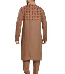 Brown hand block printed kurta viscos kurta payjama etnic wear / festive wear
