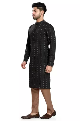 Black jacquard kurta payjama etnic wear / festive wear