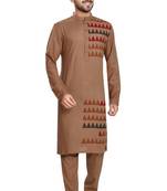 Brown hand block printed kurta viscos kurta payjama etnic wear / festive wear
