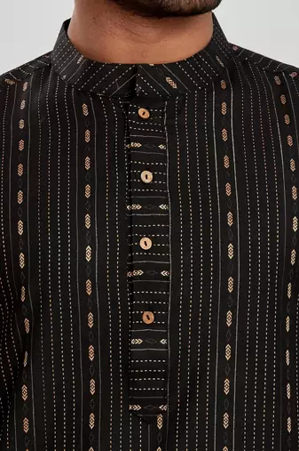 Black jacquard kurta payjama etnic wear / festive wear