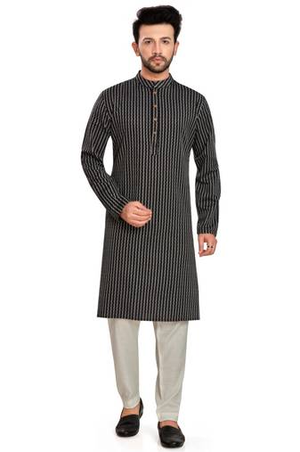 Black jacquard kurta payjama etnic wear / festive wear