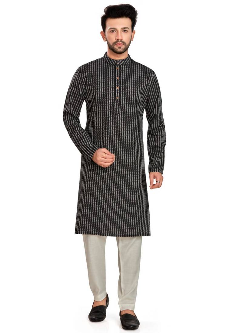 Black jacquard kurta payjama etnic wear / festive wear