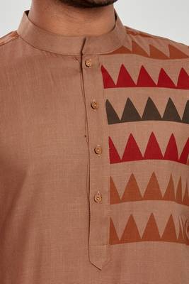 Brown hand block printed kurta viscos kurta payjama etnic wear / festive wear 5