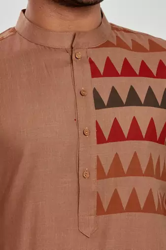 Brown hand block printed kurta viscos kurta payjama etnic wear / festive wear