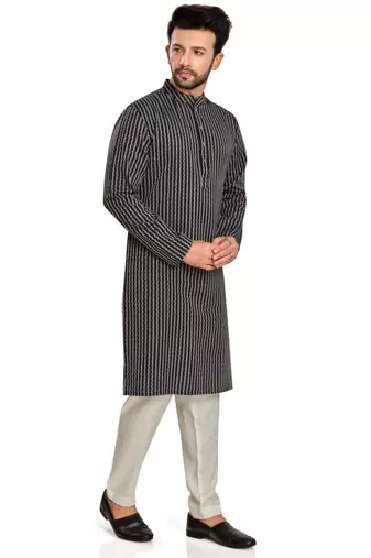 Black jacquard kurta payjama etnic wear / festive wear