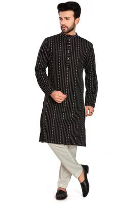 Black jacquard kurta payjama etnic wear / festive wear 1