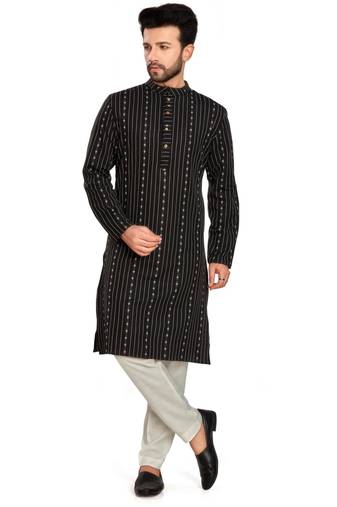 Black jacquard kurta payjama etnic wear / festive wear