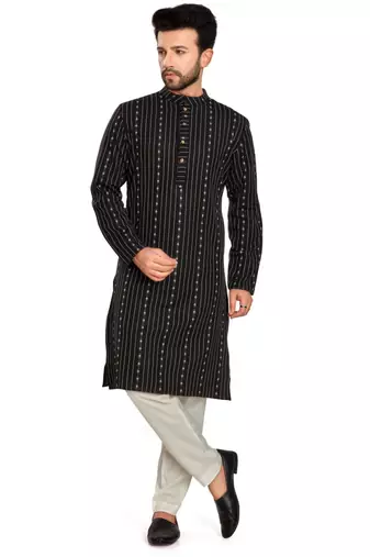 Black jacquard kurta payjama etnic wear / festive wear