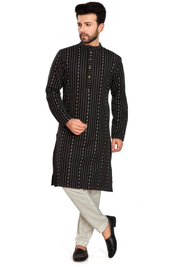 Black jacquard kurta payjama etnic wear / festive wear