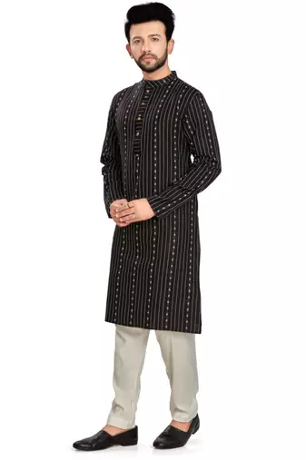 Black jacquard kurta payjama etnic wear / festive wear